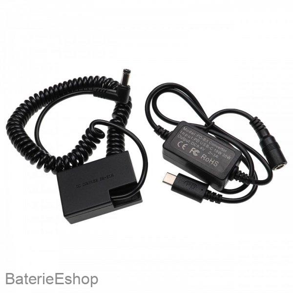 USB napájací adaptér ako ACK-E18 + DC spojka ako DR-E18, stočený kábel
