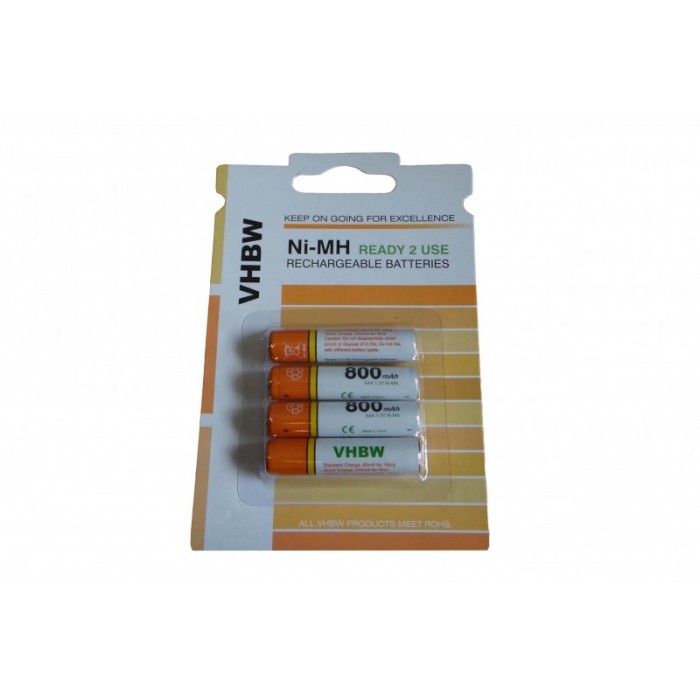 4x vhbw ready-to-use AAA mikro batérie 800mAh