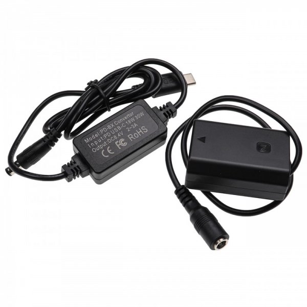 USB napájací adaptér ako AC-FZ100 pre Sony Alpha 1 atď. + DC spojka ako NP-FZ100