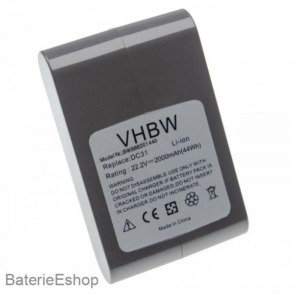 Batéria sivá pre Dyson DC31, DC34, DC35 atď. 22,8V, Li-Ion, Typ B, 2000mAh